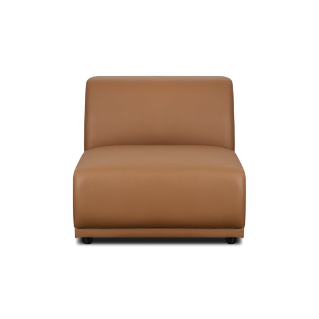 Milan 4 Seater Extended Sofa - Caramel Tan (Faux Leather) - 7 - Brown leather sofa, minimalist design, modern style