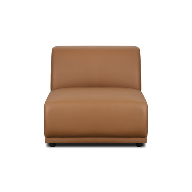 Milan 4 Seater Sofa with Ottoman - Caramel Tan (Faux Leather) - 7