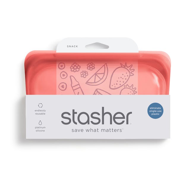 Stasher Reusable Silicone Bag - Snack - Red - 4