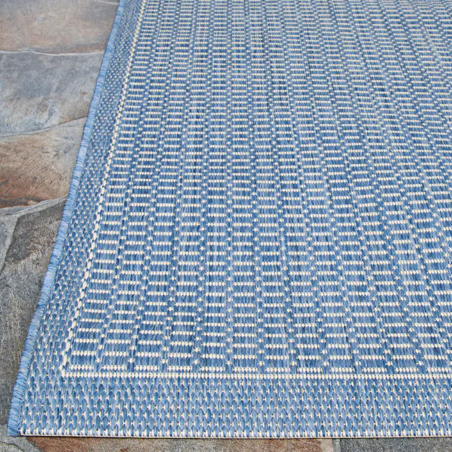 Saddle Stitch Flatwoven Rug - Champagne Blue (2 Sizes) - 4