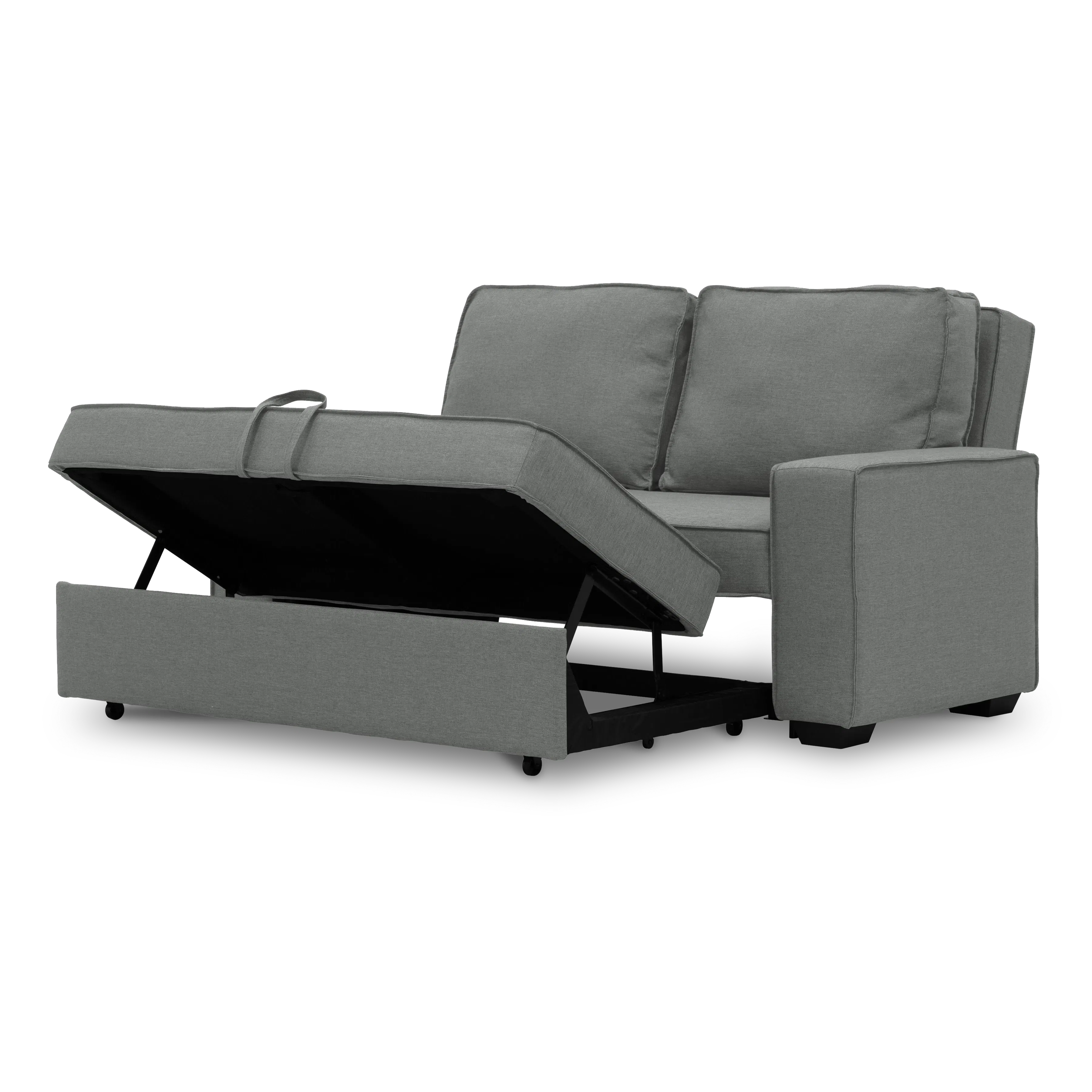 Arturo 3 Seater Sofa Bed - Pigeon Grey - 9 - Modern gray sofa with sleek design, comfortable cushions, black metal frame