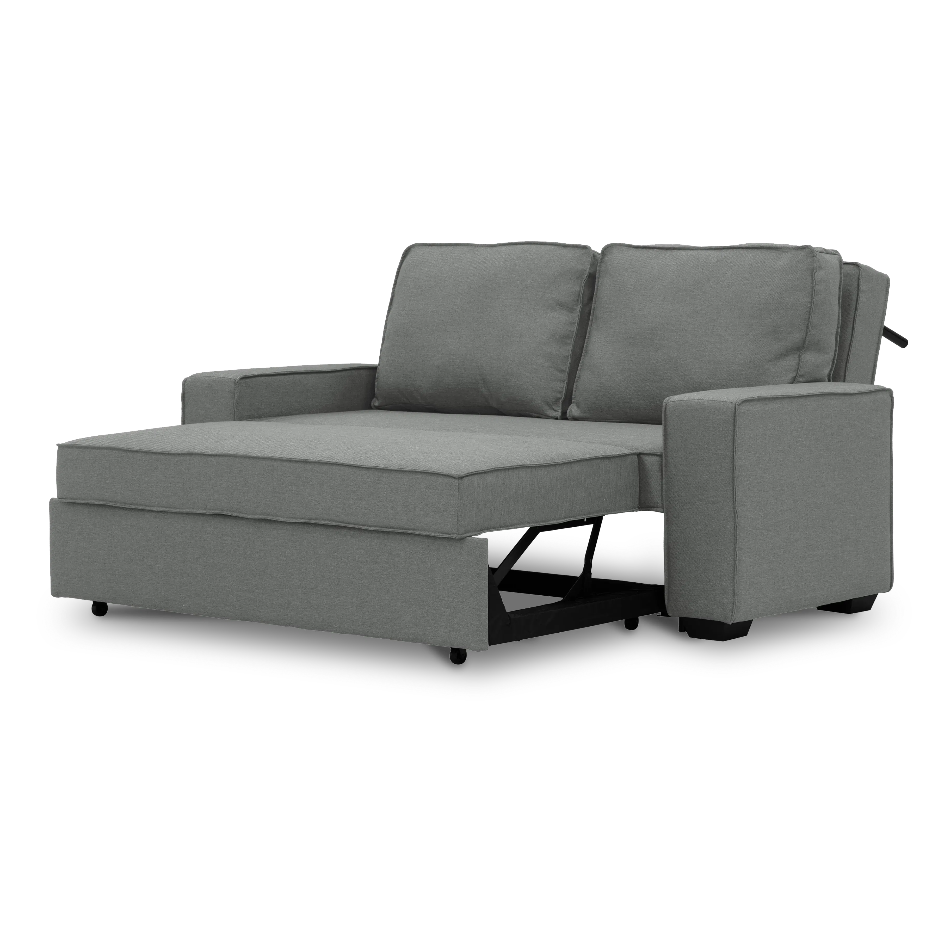 Arturo 3 Seater Sofa Bed - Pigeon Grey - 12 - Modern gray sofa with cushioned armrests and footrests, upholstered in a soft