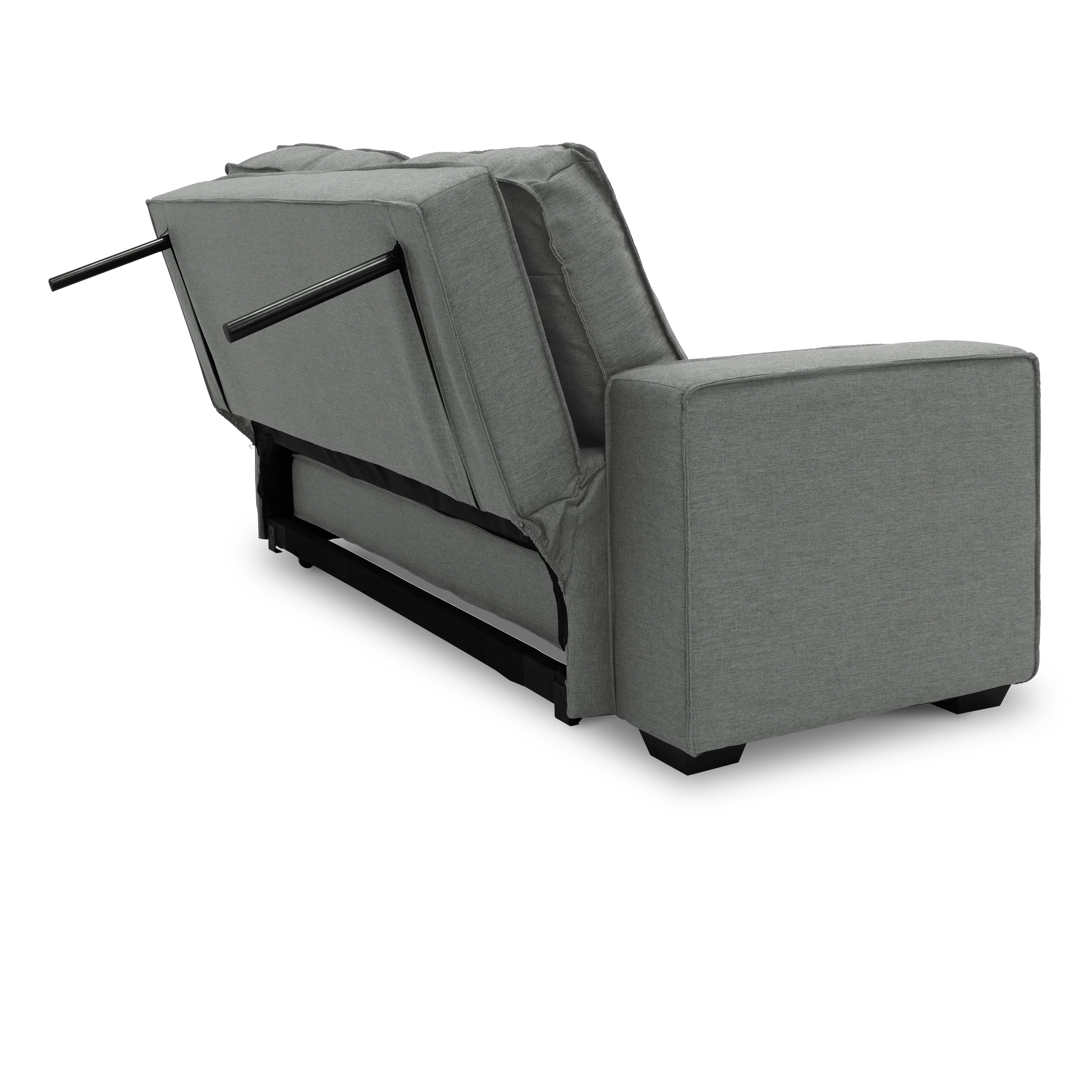 Arturo 3 Seater Sofa Bed - Pigeon Grey - 16 - Modern gray sofa with sleek black armrests, minimalist design, comfortable