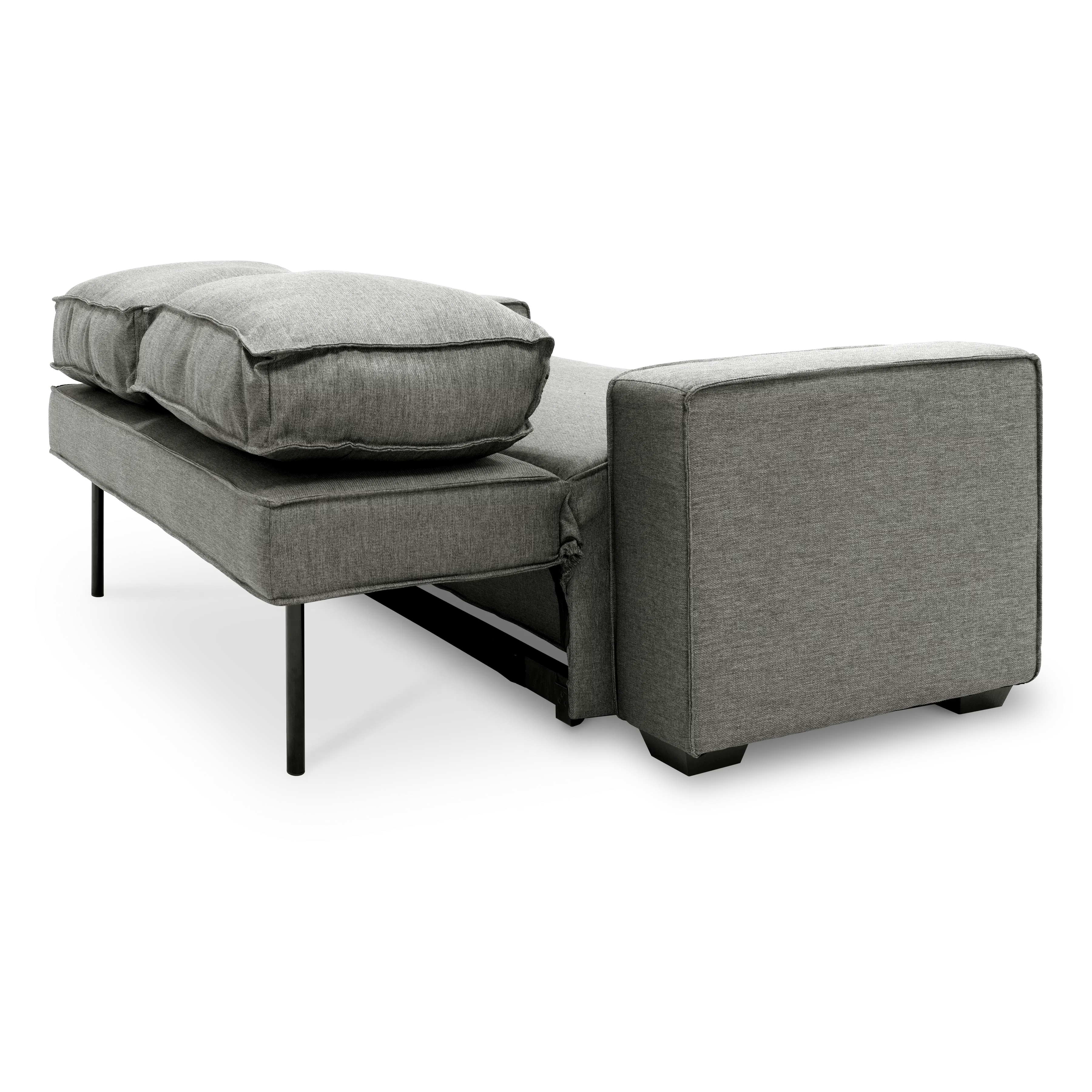 Arturo 3 Seater Sofa Bed - Pigeon Grey - 15 - Modern gray sofa with sleek black legs, comfortable cushions, minimalist
