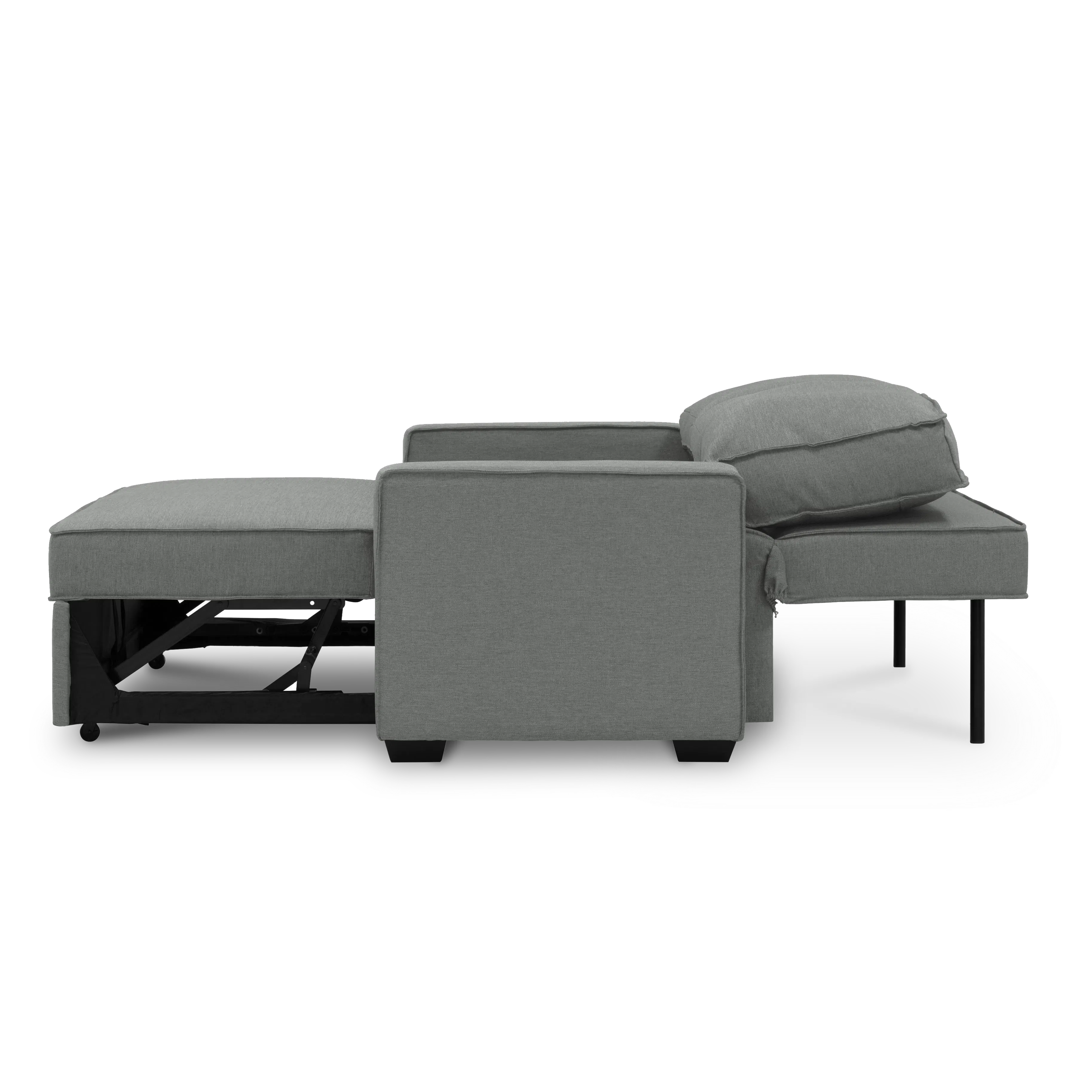 Arturo 3 Seater Sofa Bed - Pigeon Grey - 17 - Modern gray sofa with black metal frame, minimalist design, comfortable