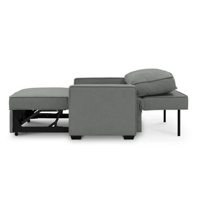 Arturo 3 Seater Sofa Bed - Pigeon Grey - 17 - Modern gray sofa with black metal frame, minimalist design, comfortable