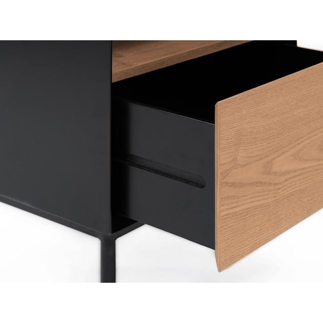 Lewis Bedside Table - Black, Oak - 6
