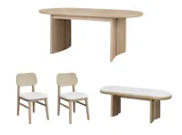 Catania Extendable Dining Table 1.6m-2m with Catania Cushioned Bench 1.4m and 2 Catania Dining Chairs
