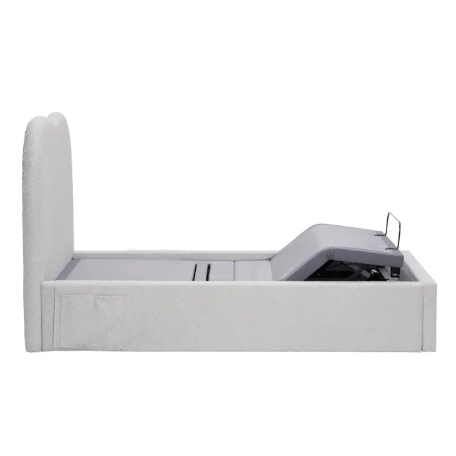 Lyra Super Single Adjustable Bed - Grey Boucle - 30