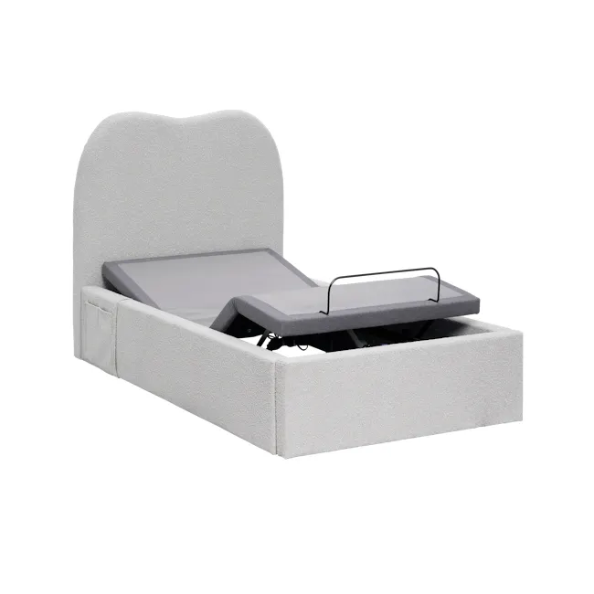 Lyra Super Single Adjustable Bed - Grey Boucle - 6