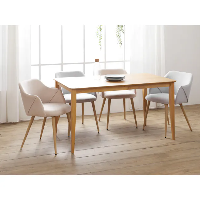 Nelson Extendable Dining Table 1.4m-2m in Marble White (Sintered Stone) with 4 Lydia Dining Armchairs in Oak, Pale Grey - 32
