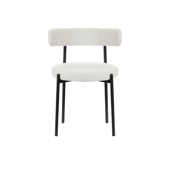 Aspen Dining Chair - Black, White Boucle - 1