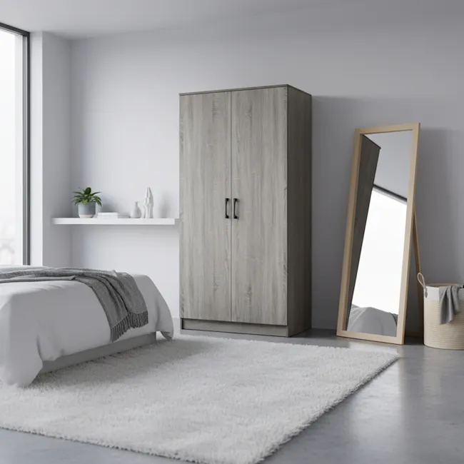 Fince 2 Door Wardrobe 0.9m - Grey Ash - 3