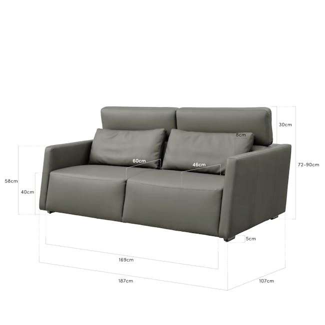 (As-is) Renzo 3 Seater Sofa with Adjustable Headrest - Medium Blue (Faux Leather) - 12