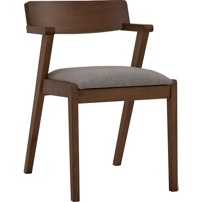 Roden Dining Table 1.8m in Cocoa with 4 Imogen Dining Chairs in Cocoa, Dolphin Grey (Fabric) - 30 - Wooden chair with smooth