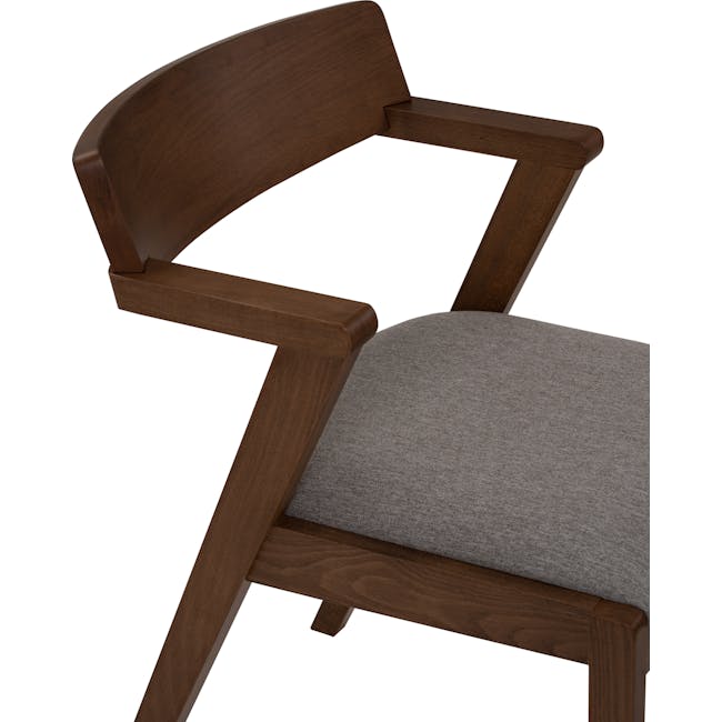 Roden Dining Table 1.8m in Cocoa with 4 Imogen Dining Chairs in Cocoa, Dolphin Grey (Fabric) - 34 - Wooden chair with smooth