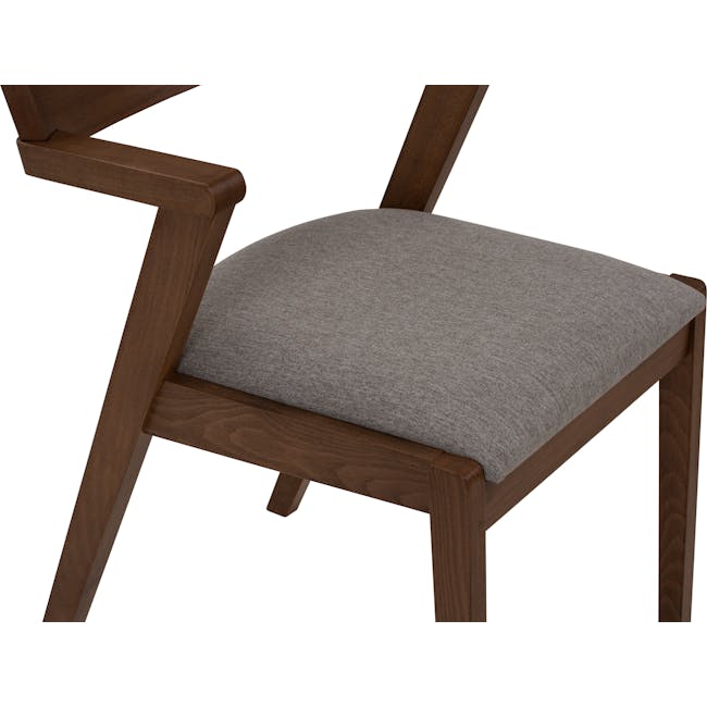 Roden Dining Table 1.8m in Cocoa with 4 Imogen Dining Chairs in Cocoa, Dolphin Grey (Fabric) - 35 - Wooden chair, brown