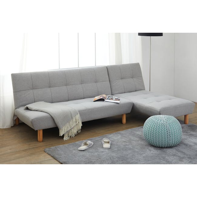 Noah Chaise Lounge Sofa Bed - Pewter Grey (Eco Clean Fabric) - 2