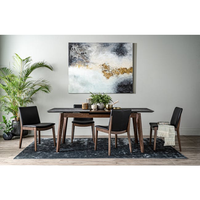 Finna Extendable Dining Table 1.6m-2m in Grey Marble (Smart Top™) with 4 Averie Dining Chairs in Dolphin Grey - 2