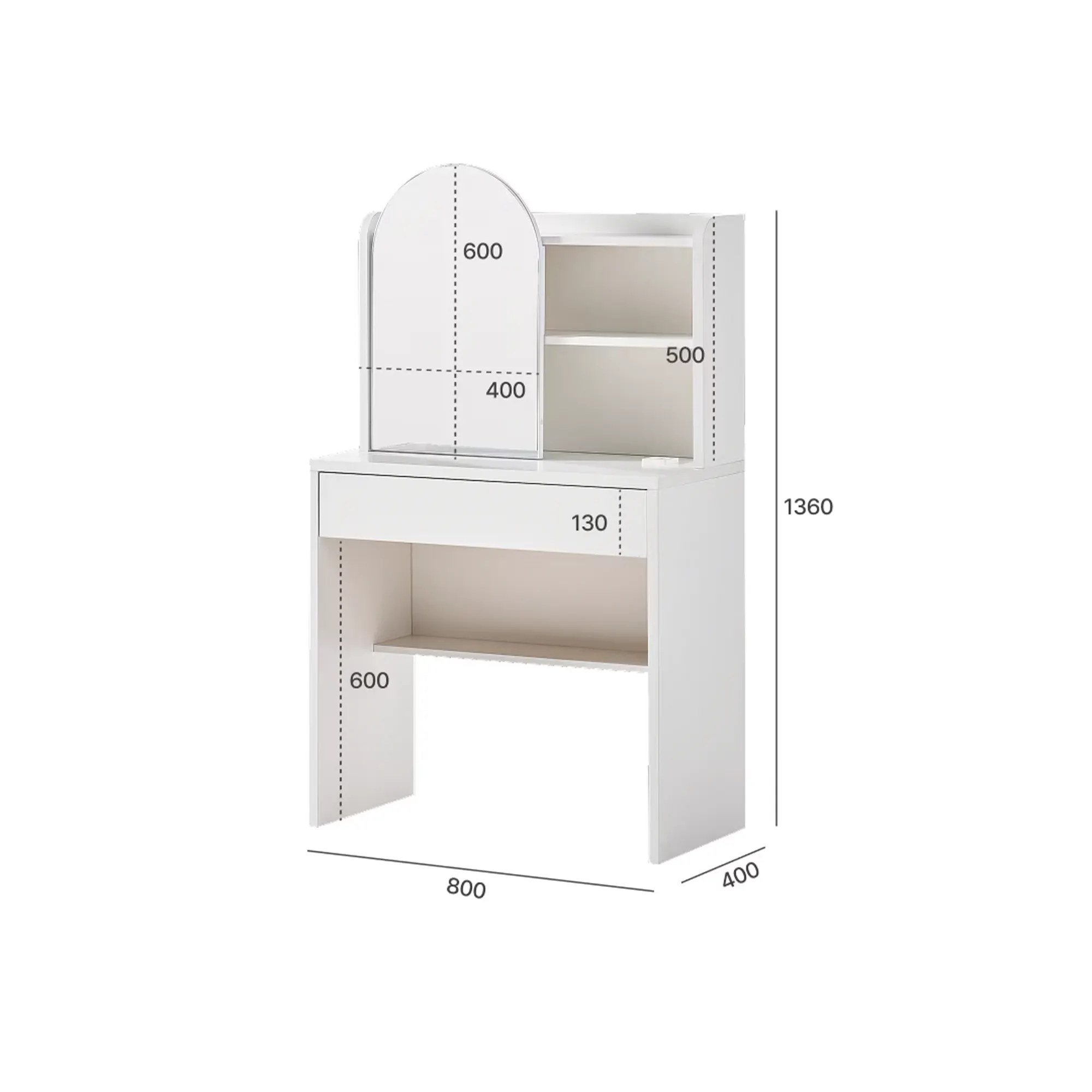 Bonnie Mirror Dressing Table 0.8m - Oak - 15