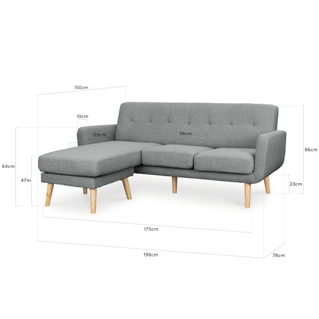 Cali L-Shaped Sofa - Oak, Siberian Grey - 6