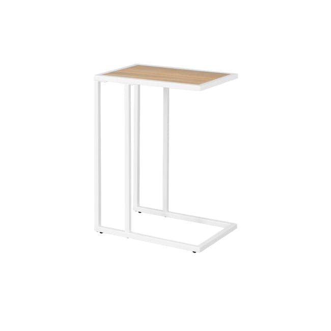 Dana Carry Side Table - White, Oak - 0