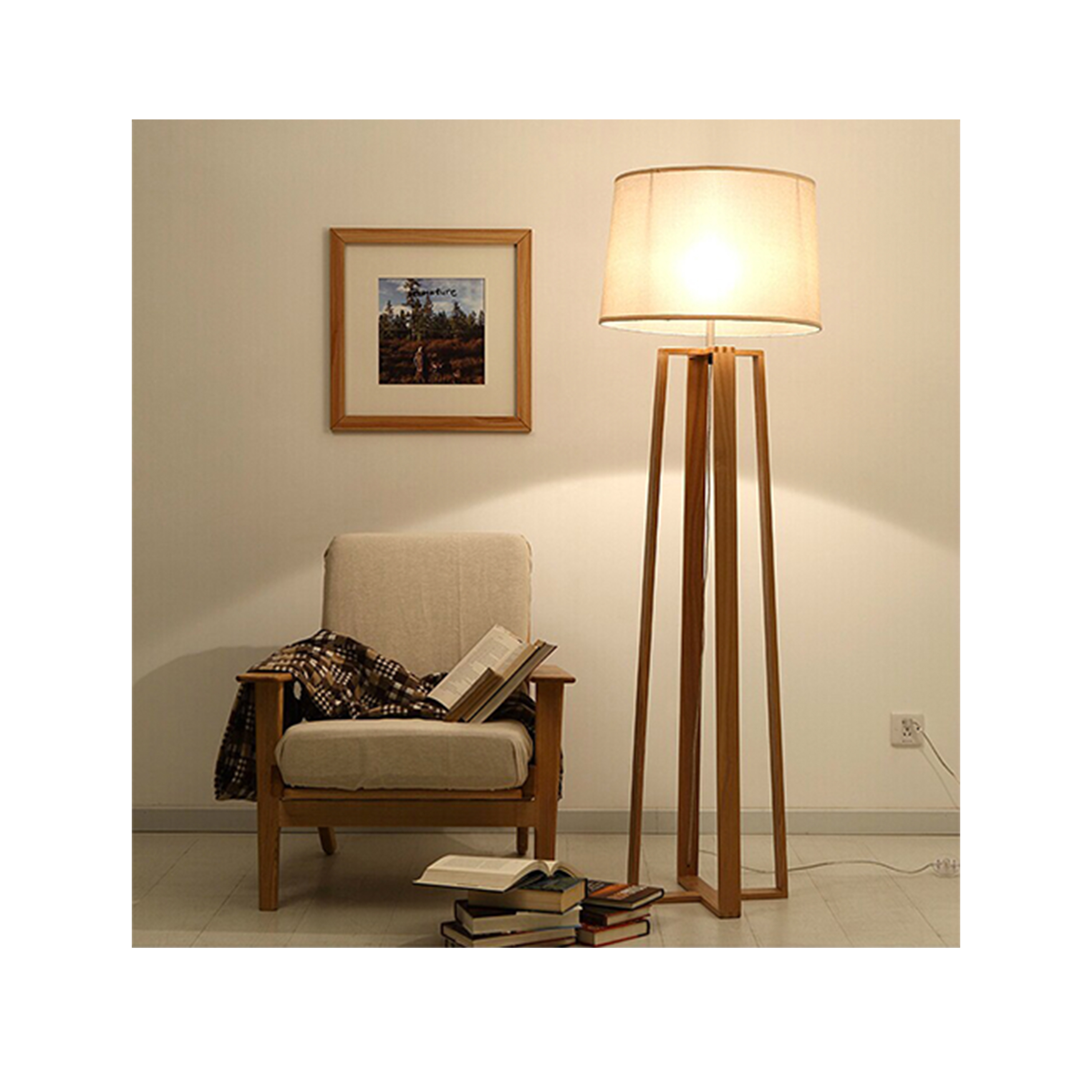 oak standing lamp