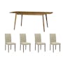 Harold Extendable Dining Table 1.2m-1.5m in Cocoa with 4 Dahlia Dining Chairs in Taupe - 0