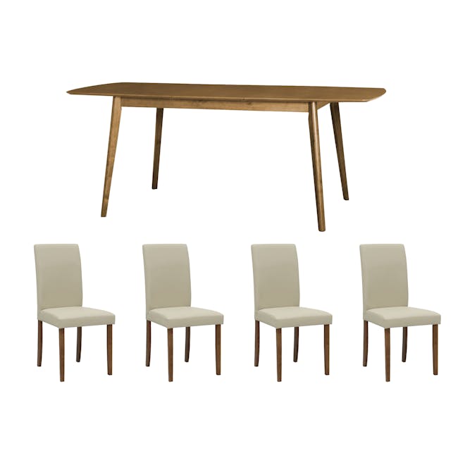 Harold Extendable Dining Table 1.2m-1.5m in Cocoa with 4 Dahlia Dining Chairs in Taupe (Faux Leather) - 0