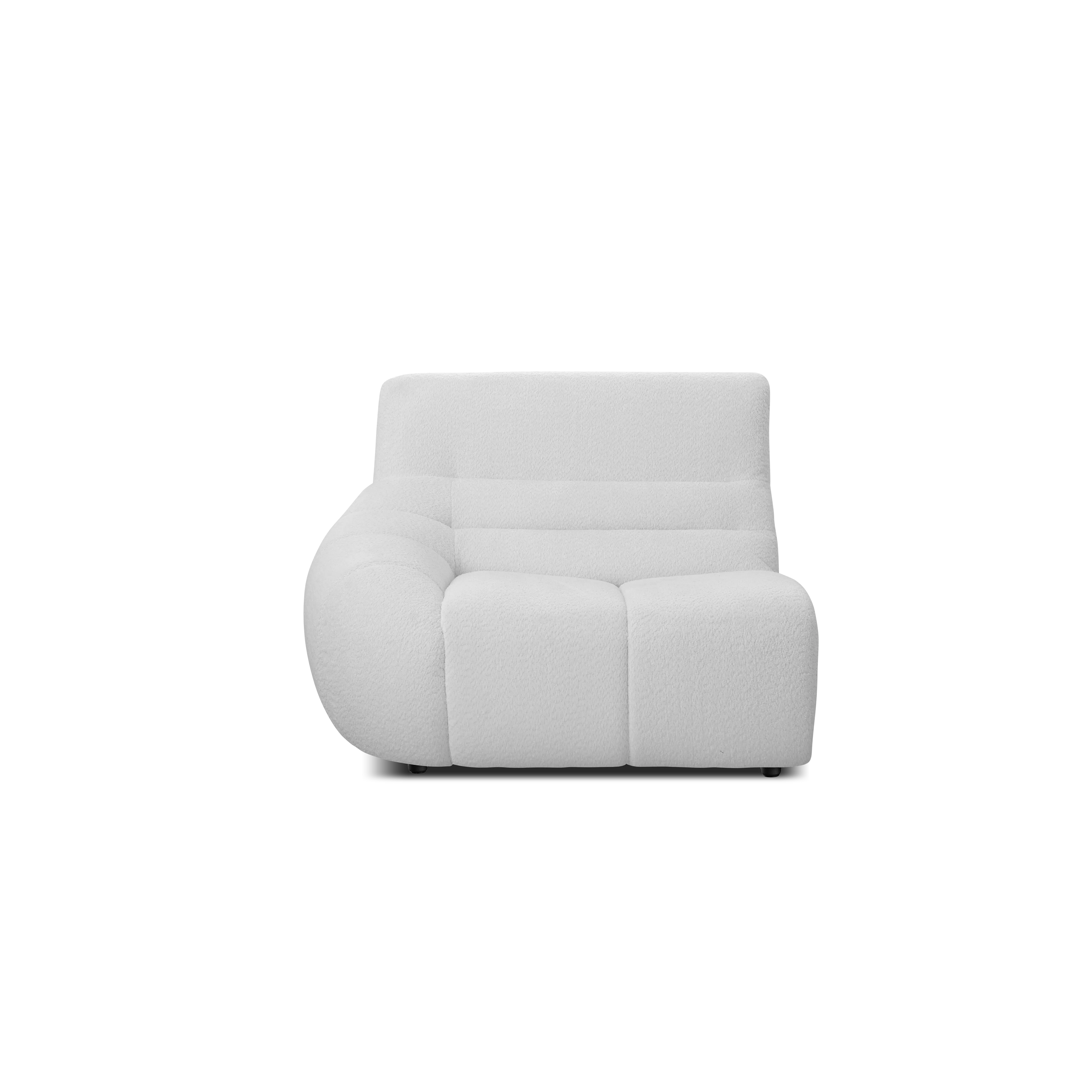 Tara 3 Seater Corner Extended Sofa - Grey - 20 - Sleek and modern white upholstered armchair, Comfortable, plush armchair