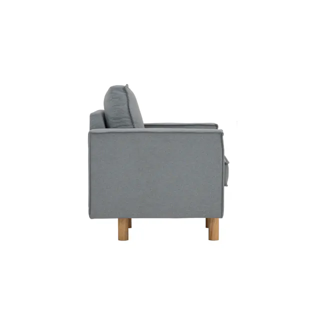 Nexon Armchair - Ash Blue - 3 - Grey upholstered armchair, modern design, comfortable seating, minimalist style, wooden