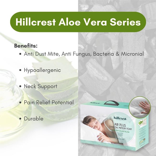 Hillcrest Aloe Vera Charcoal Memory Foam Pillow - 1