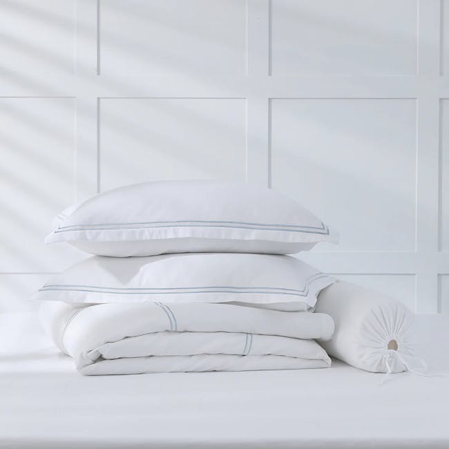 Robinsons Royale 1000TC Embroidered Bed Sheet Set Hotel Collection - Fresco Blue (King only) - 5