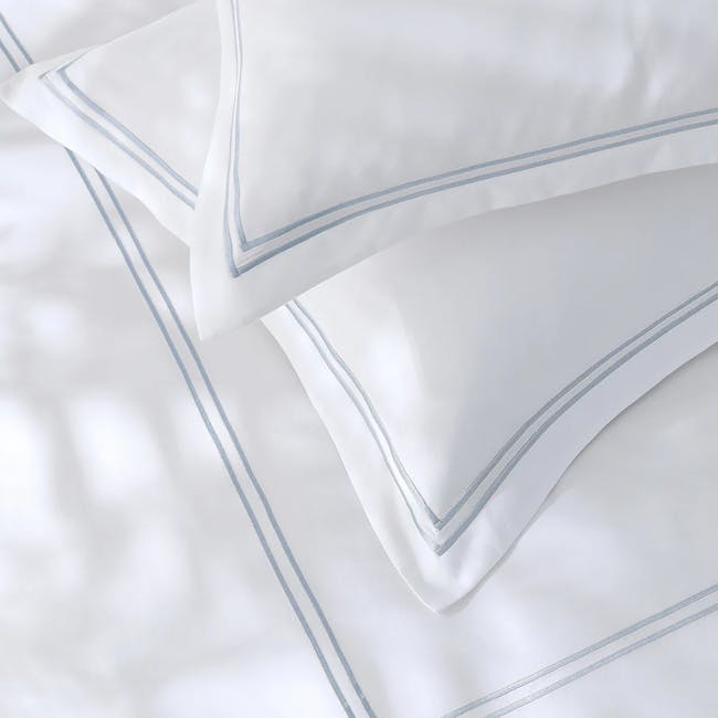 Robinsons Royale 1000TC Embroidered Bed Sheet Set Hotel Collection - Fresco Blue (King only) - 2