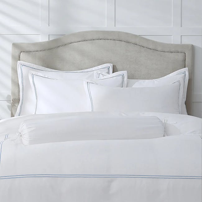 Robinsons Royale 1000TC Embroidered Bed Sheet Set Hotel Collection - Fresco Blue (King only) - 7