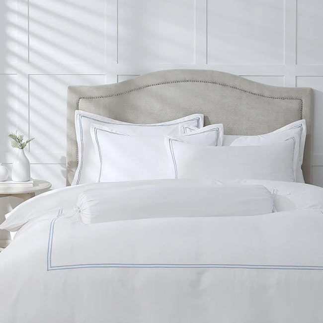 Robinsons Royale 1000TC Embroidered Bed Sheet Set Hotel Collection - Fresco Blue (King only) - 1