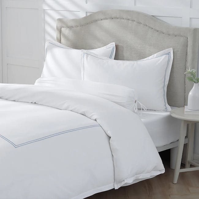 Robinsons Royale 1000TC Embroidered Bed Sheet Set Hotel Collection - Fresco Blue (King only) - 3