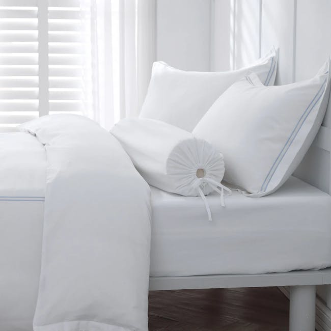 Robinsons Royale 1000TC Embroidered Bed Sheet Set Hotel Collection - Fresco Blue (King only) - 4