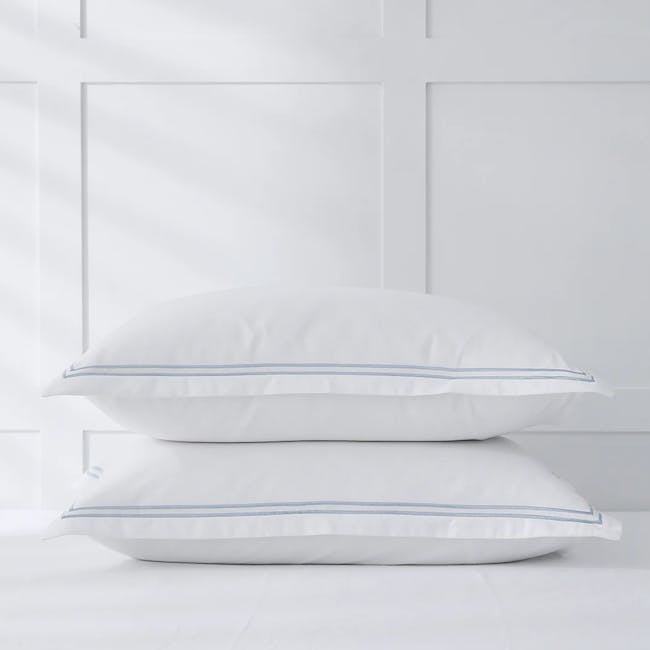 Robinsons Royale 1000TC Embroidered Bed Sheet Set Hotel Collection - Fresco Blue (King only) - 6