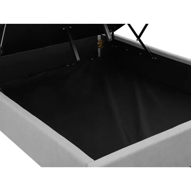 Nolan King Storage Bed in Silver Fox with 2 Asher Narrow Bedside Table - 11 - Sleek, modern foldable bed frame, Black and