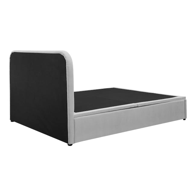Nolan King Storage Bed in Silver Fox with 2 Asher Narrow Bedside Table - 9 - Modern minimalist bed frame, sleek black and
