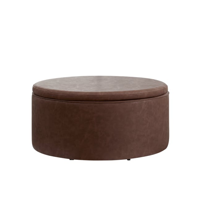 Robyn Storage Pouf - Saddle Brown (Faux Leather) - 0