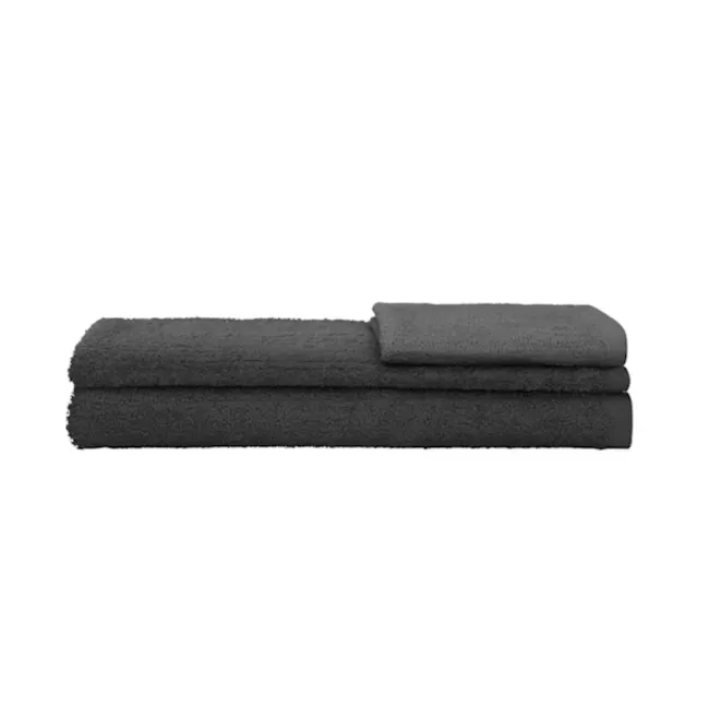 EVERYDAY 100% Cotton Face Towel 30 x 30 cm - Charcoal - 7 - Dark gray, neatly folded towels, soft and plush, rolled up