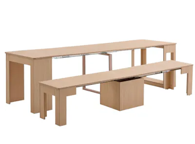 Flexi-Table Extendable Dining Table with Extendable Bench 0.6m-2.8m - Natural