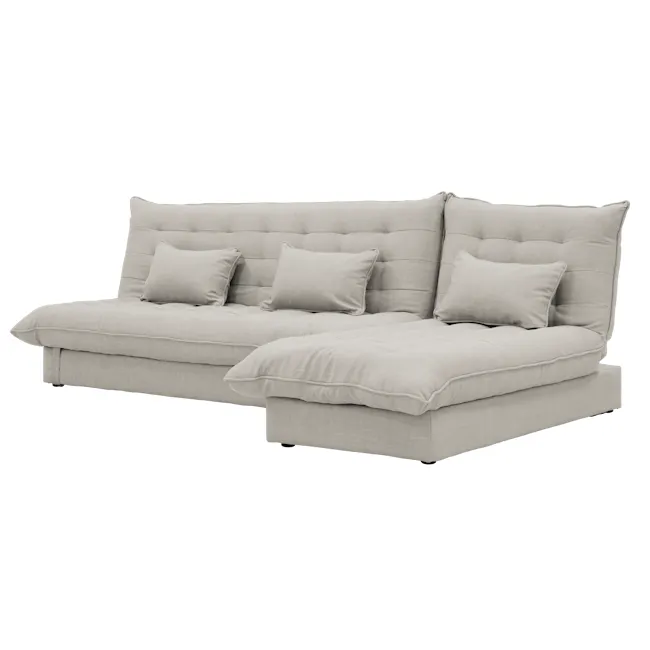Tessa 3 Seater Storage Sofa Bed - Beige (Eco Clean Fabric) - 24 - Modern minimalist sofa, light gray fabric, tufted design
