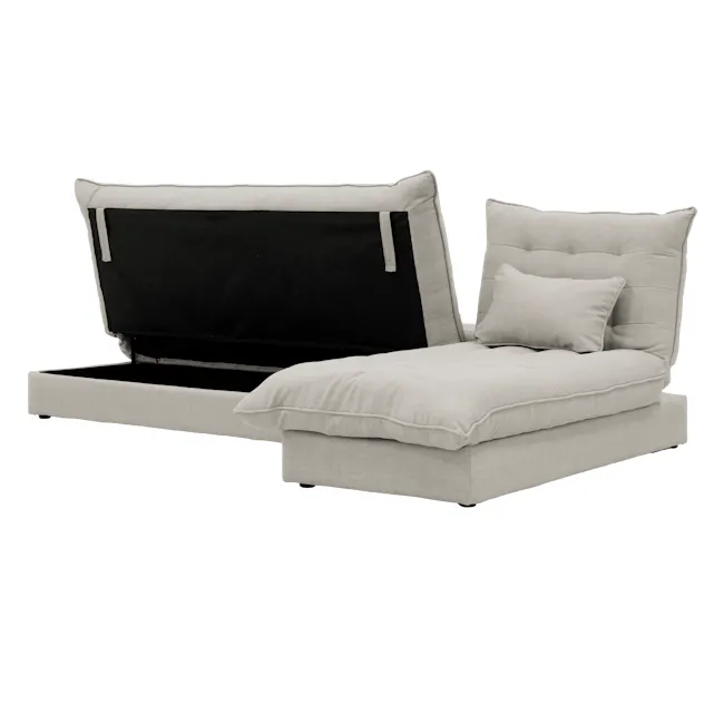 Tessa 3 Seater Storage Sofa Bed - Beige (Eco Clean Fabric) - 27 - Modern minimalist sofa, light gray fabric, sleek design