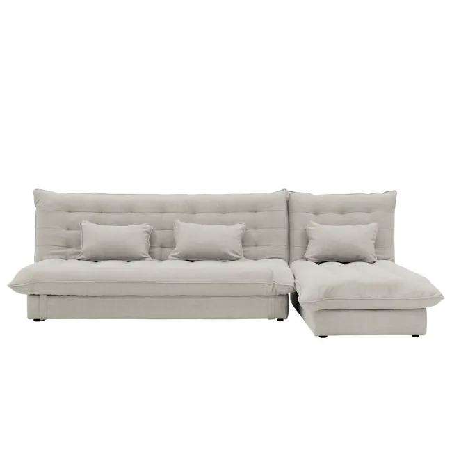 Tessa 3 Seater Storage Sofa Bed - Beige (Eco Clean Fabric) - 21 - Modern minimalist sofa, light gray fabric, tufted