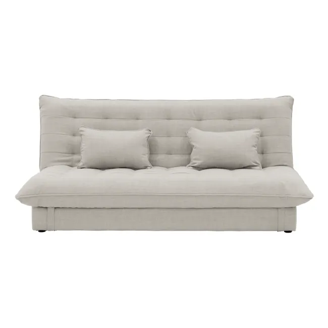 Tessa L-Shaped Sofa Bed - Beige (Eco Clean Fabric) - 21 - Modern tufted sofa, light gray fabric, cushioned seating