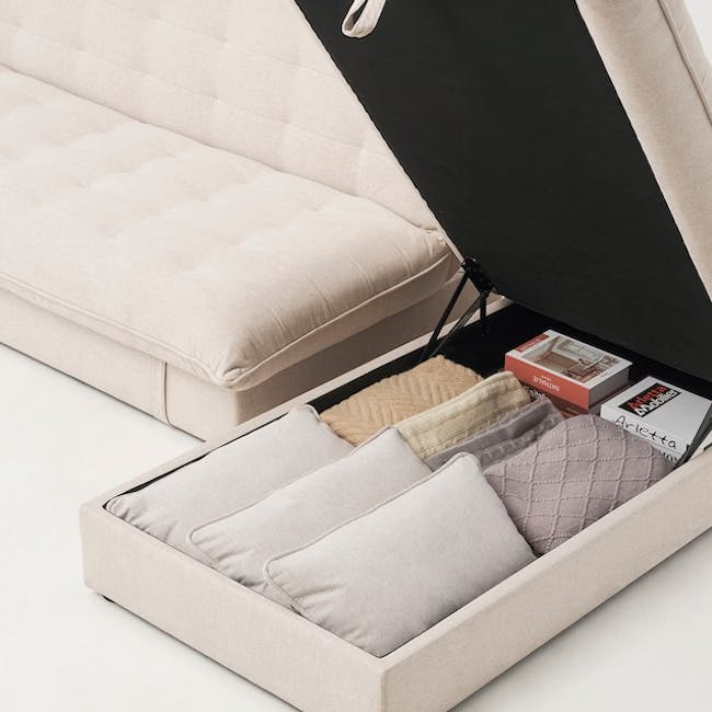 Tessa L-Shaped Sofa Bed - Beige (Eco Clean Fabric) - 10