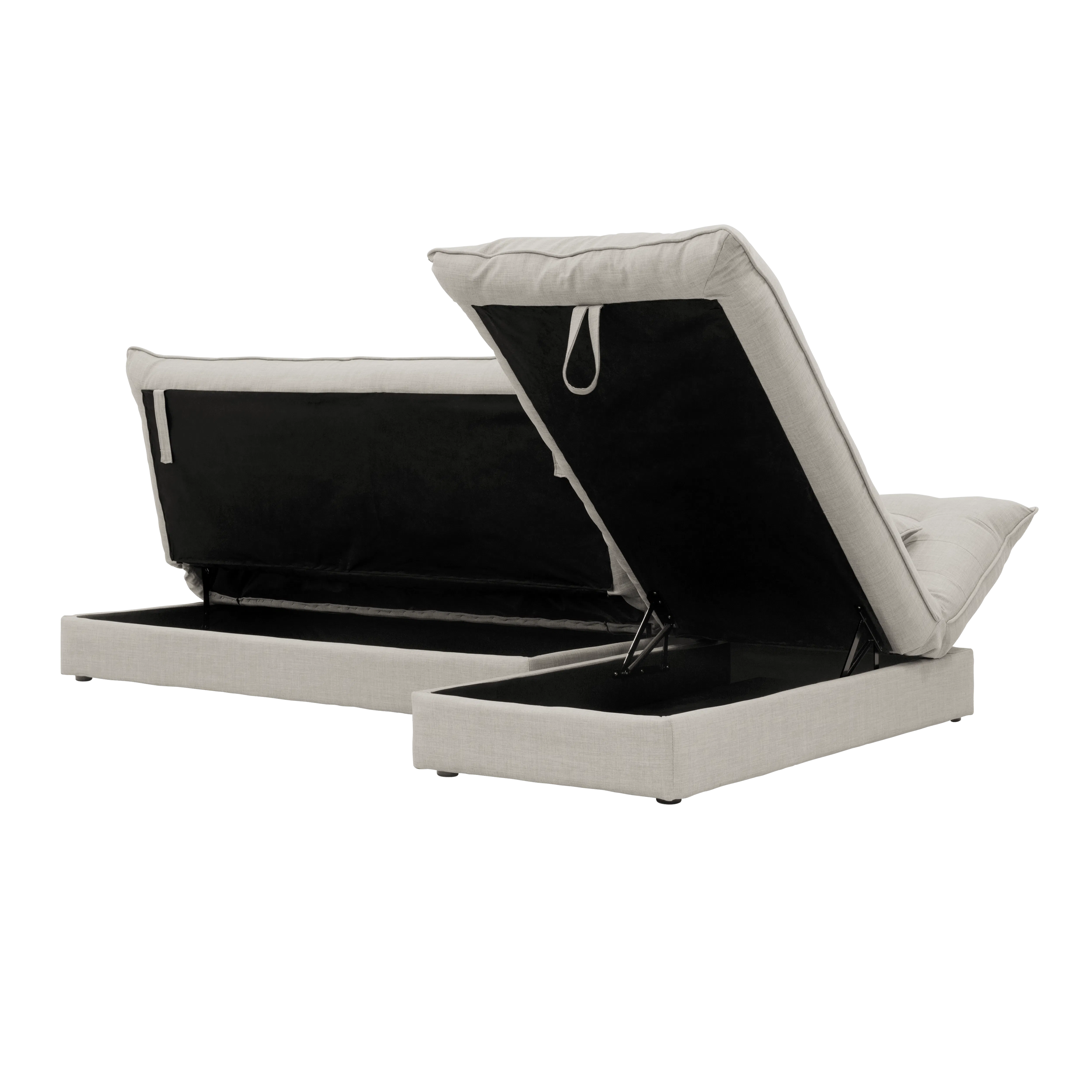 Tessa L-Shaped Sofa Bed - Beige (Eco Clean Fabric) - 22 - Modern sofa with black and white cushions, sleek design